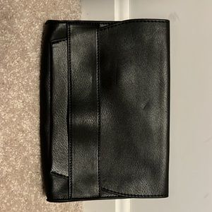 Vegan leather clutch with detachable strap